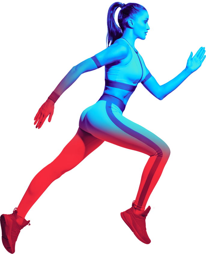 Sporty girl side view.